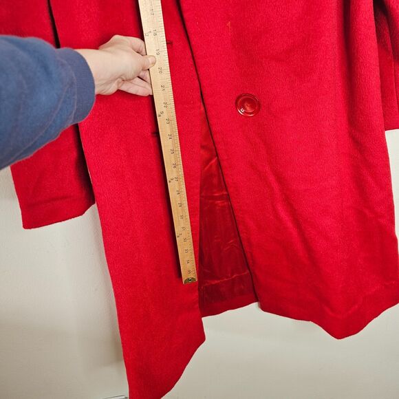Red Oversized Felt Long Sleeve Single Button Heavy Long Line Jacket Large - Picture 4 of 11